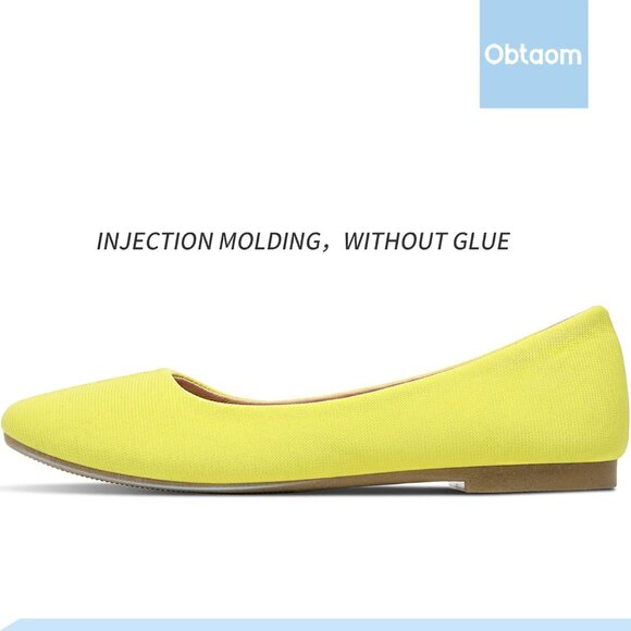 Obtaom Women Mustard Textile Closed Round Toe Slip on Ballet Flats Shoes - Picture 2 of 6